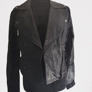 Blank NYC Short FAUX Leather Women's Biker Jacket Size Small Black